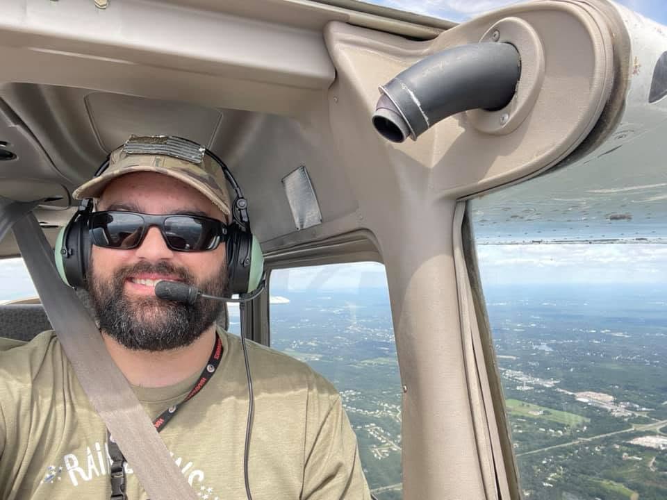Jason Tavares in the cockpit during a flight